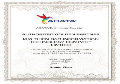 ĐỐI TÁC VÀNG được ủy quyền bởi ADATA TECHNOLOGY-TAIWAN là Đối tác chính thức tại Việt Nam