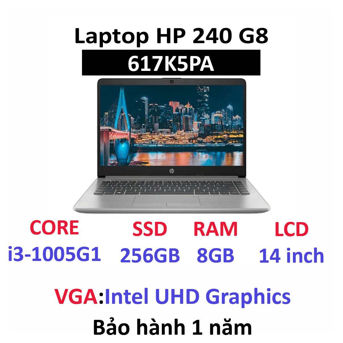 Laptop HP 240 G8 [ Core i3-1005G1 | 4GB RAM | 256GB SSD | 14