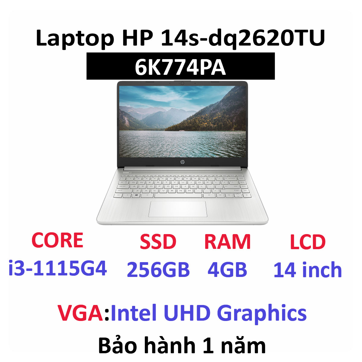 Laptop HP 14s-dq2620TU 6K774PA 14 inch HD | Intel Core i3-1115G4 | 4GB | 256GB SSD | Onboard | Windows 11 Home SL