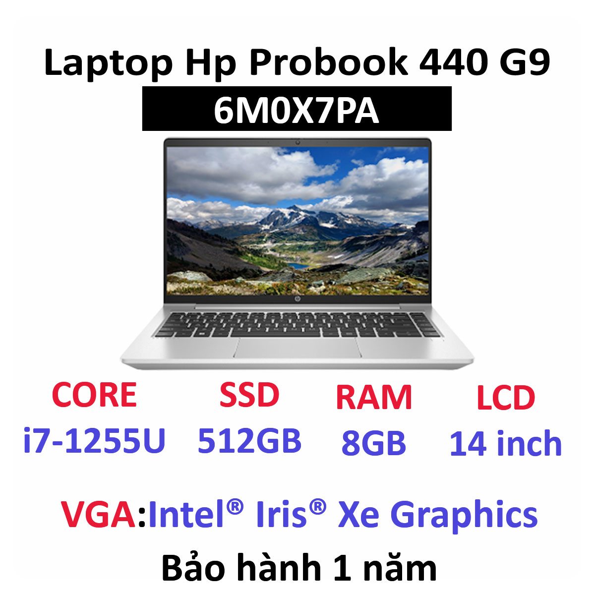 Laptop Hp Probook 440 G9 6M0X7PA Core i7-1255U | Ram 8GB | SSD 512GB | 14 inch Full HD | IPS | Windows 11 | Bạc